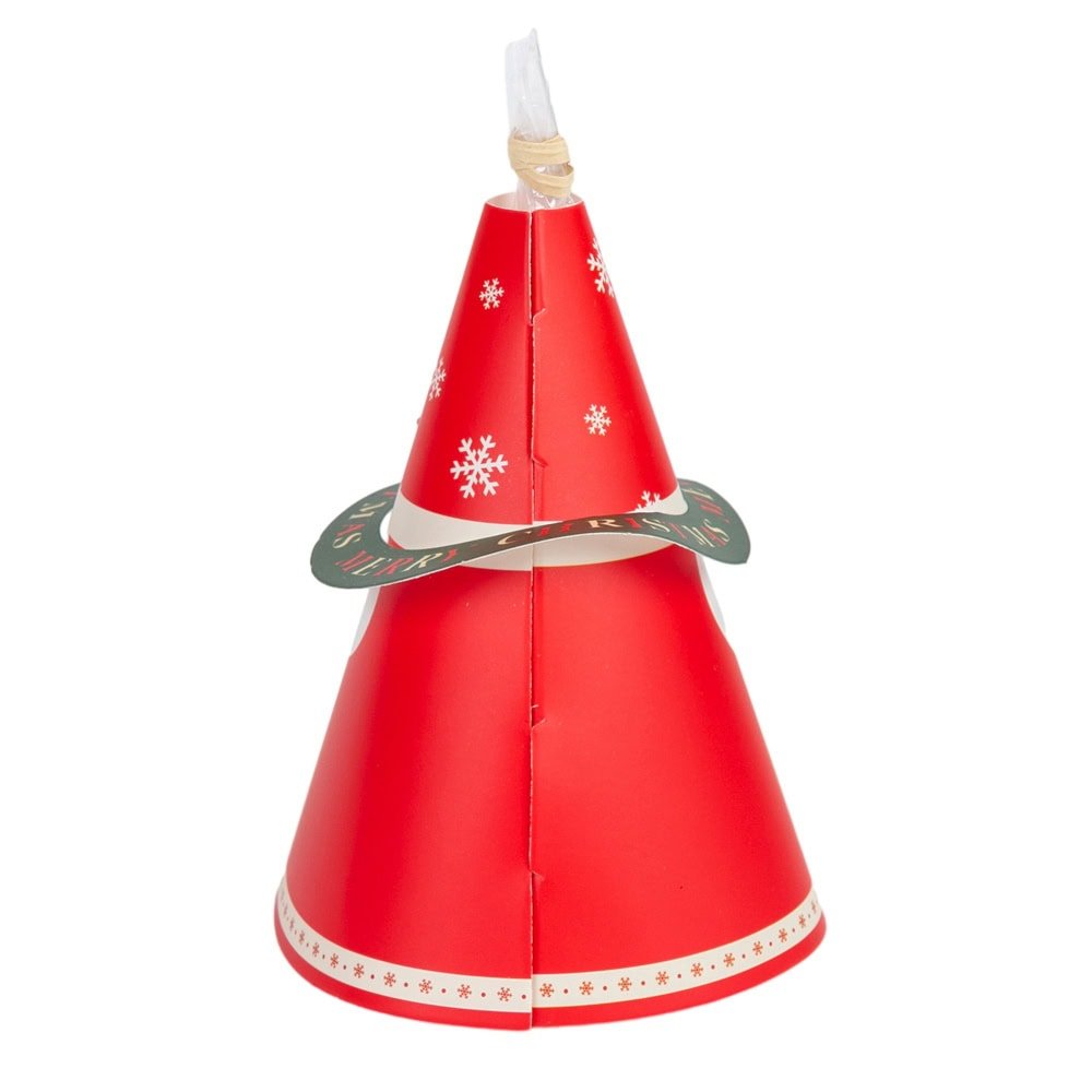 Cutie formă pălărie de Crăciun cu pungă de plastic - model Moș Crăciun (set 10 buc) - CraftUp