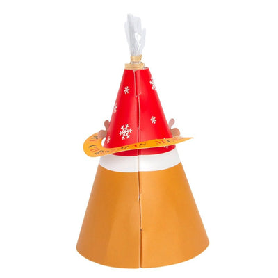 Cutie formă pălărie de Crăciun cu pungă de plastic - model ren (set 10 buc) - CraftUp