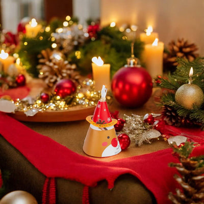 Cutie formă pălărie de Crăciun cu pungă de plastic - model ren (set 10 buc) - CraftUp