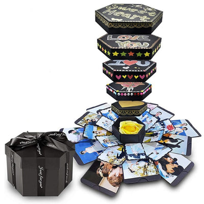 Cutie foto explozivă hexagonală (Explosion Box) - negru - CraftUp