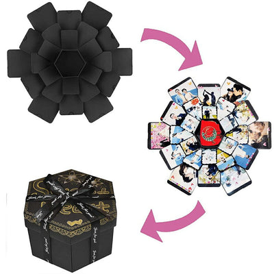 Cutie foto explozivă hexagonală (Explosion Box) - negru - CraftUp