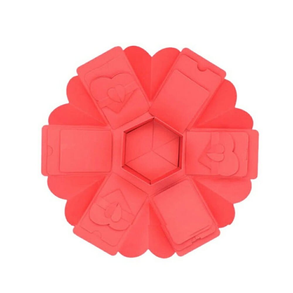 Cutie foto explozivă hexagonală (Explosion Box) - roșu - CraftUp