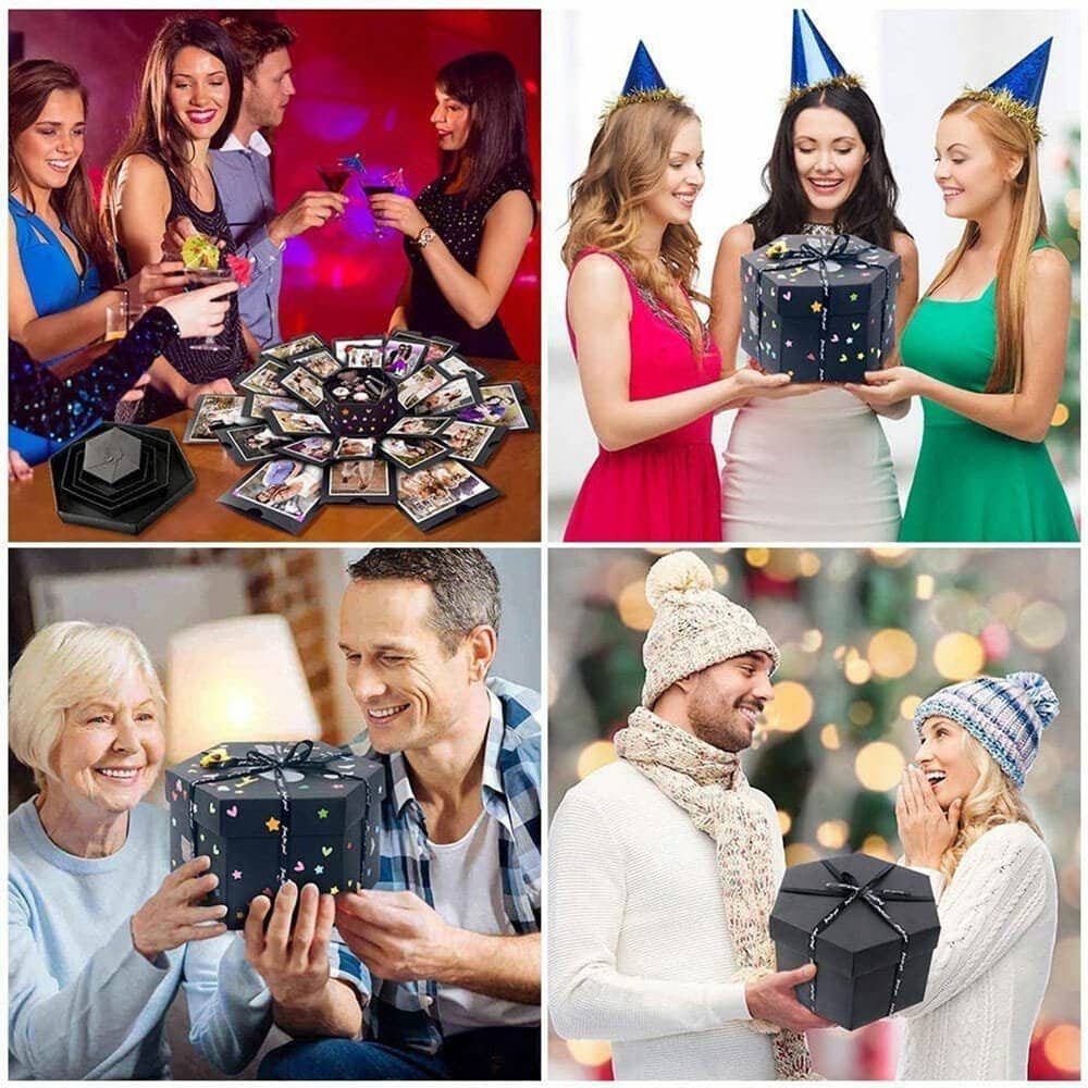 Cutie foto explozivă hexagonală (Explosion Box) - roșu - CraftUp