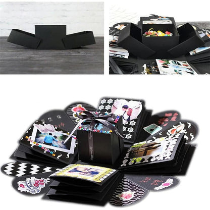 Cutie foto explozivă pătrată (Explosion Box) - negru - CraftUp
