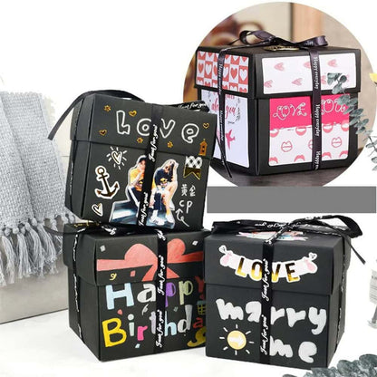 Cutie foto explozivă pătrată (Explosion Box) - negru - CraftUp
