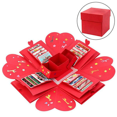 Cutie foto explozivă pătrată (Explosion Box) - roșu - CraftUp