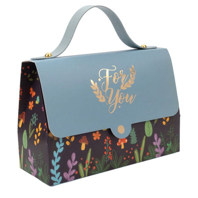 Cutie gentuță model floral cu mâner și mesaj Love You - bleu (set 50 buc) - CraftUp