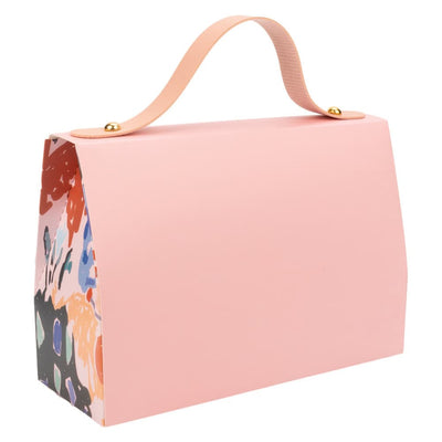 Cutie gentuță model floral cu mâner și mesaj Love You - roz (set 50 buc) - CraftUp