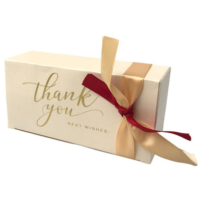 Cutie hârtie cu fundă Thank you 14x7x4.5cm - bej (set 50 buc) - CraftUp