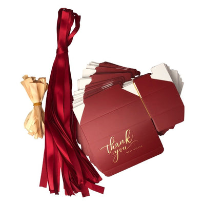 Cutie hârtie cu fundă Thank you 14x7x4.5cm - roșu (set 50 buc) - CraftUp