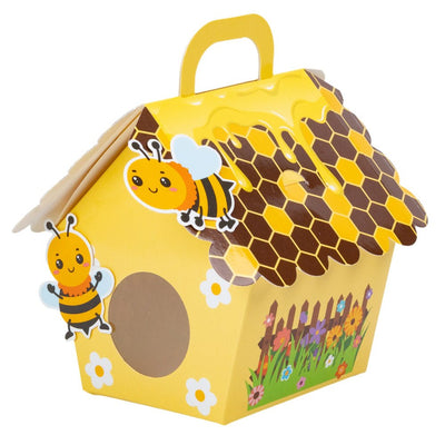 Cutie hârtie cu mâner Casuța albinuțelor - galben (set 50 buc) - 8.2x13x6.2cm - CraftUp