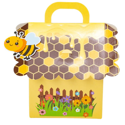 Cutie hârtie cu mâner Casuța albinuțelor - galben (set 50 buc) - 8.2x13x6.2cm - CraftUp