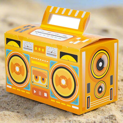 Cutie hârtie cu mâner în formă de radio - galben (set 12 buc) 15x8x9cm - CraftUp