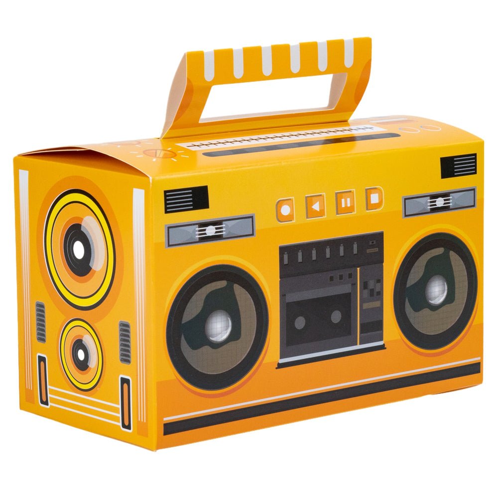 Cutie hârtie cu mâner în formă de radio - galben (set 12 buc) 15x8x9cm - CraftUp