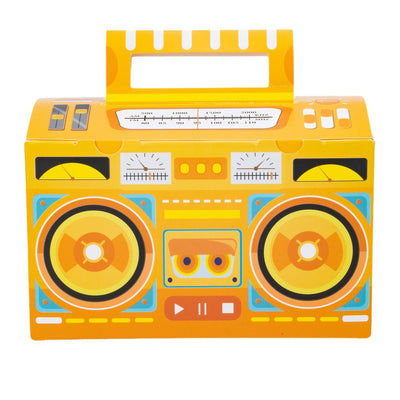 Cutie hârtie cu mâner în formă de radio - galben (set 12 buc) 15x8x9cm - CraftUp