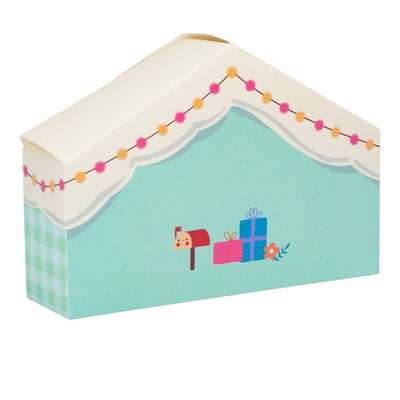 Cutie hârtie în formă de casă cu mesaj "Gift for you" - turcoaz (set 10 buc) 4x14x10cm - CraftUp