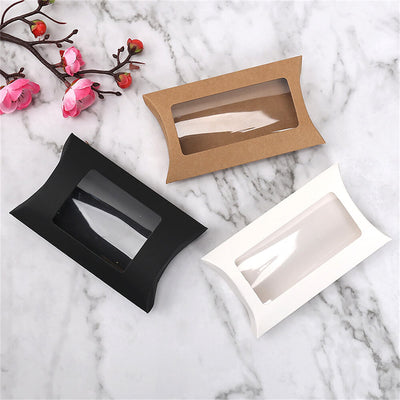 Cutie hârtie în formă de pernă cu fereastră 14,5x7,5cm - negru (set 50 buc) - CraftUp