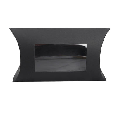 Cutie hârtie în formă de pernă cu fereastră 14,5x7,5cm - negru (set 50 buc) - CraftUp