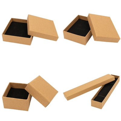 Cutie hârtie kraft pentru bijuterii cu suport negru în interior (set 10 buc) - CraftUp