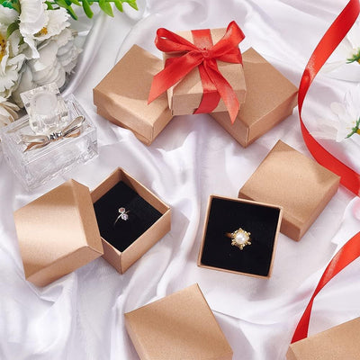 Cutie hârtie kraft pentru bijuterii cu suport negru în interior (set 10 buc) - CraftUp