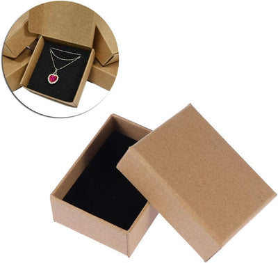 Cutie hârtie kraft pentru bijuterii cu suport negru în interior (set 10 buc) - CraftUp
