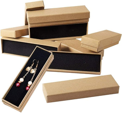 Cutie hârtie kraft pentru bijuterii cu suport negru în interior (set 10 buc) - CraftUp