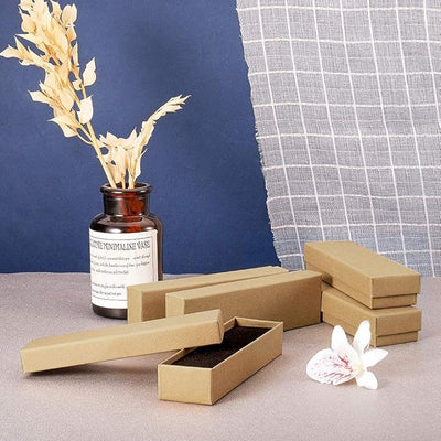 Cutie hârtie kraft pentru bijuterii cu suport negru în interior (set 10 buc) - CraftUp