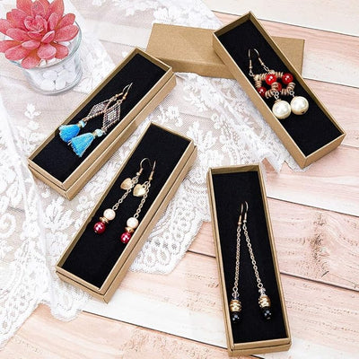 Cutie hârtie kraft pentru bijuterii cu suport negru în interior (set 10 buc) - CraftUp