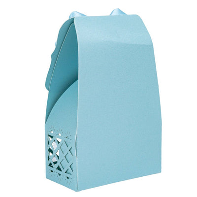 Cutie hârtie model Baby Shower cu panglică - albastru (set 12 buc) - 6.4x3.5x10.2cm - CraftUp