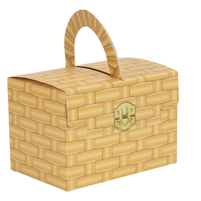 Cutie imitație cufăr cu mâner - maro deschis (set 10 buc) - CraftUp