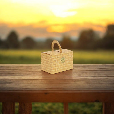 Cutie imitație cufăr cu mâner - maro deschis (set 10 buc) - CraftUp