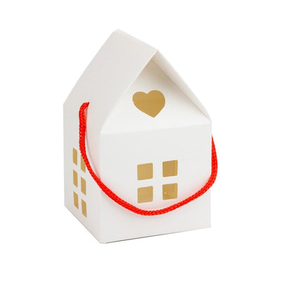 Cutie în formă de casă cu mâner - alb (set 50 buc) - CraftUp