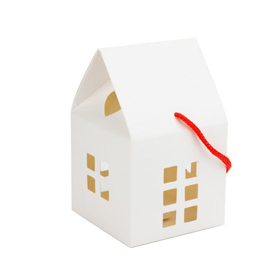 Cutie în formă de casă cu mâner - alb (set 50 buc) - CraftUp