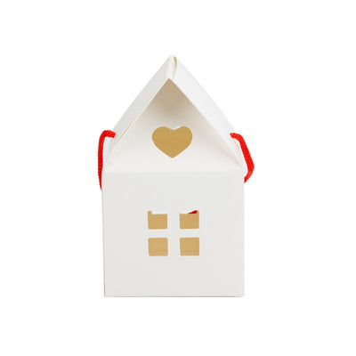 Cutie în formă de casă cu mâner - alb (set 50 buc) - CraftUp