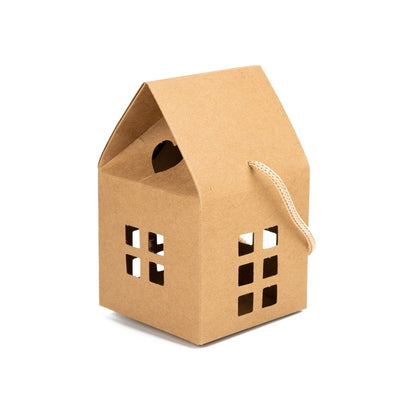 Cutie în formă de casă cu mâner - kraft (set 50 buc) - CraftUp