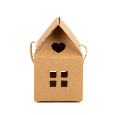 Cutie în formă de casă cu mâner - kraft (set 50 buc) - CraftUp