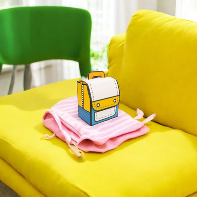 Cutie în formă de ghiozdanel cu mâner - bleu (set 5 buc) - 14x10x16cm - CraftUp