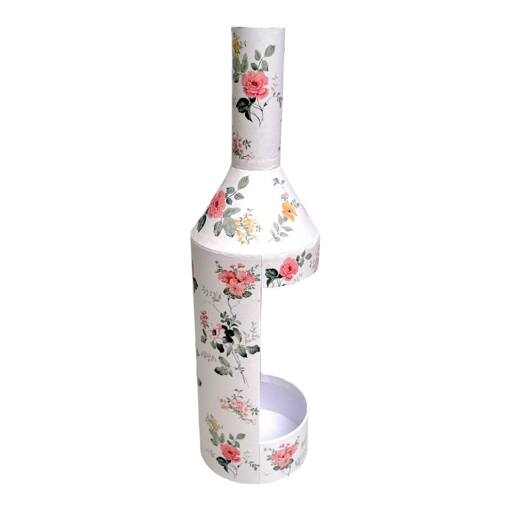 Cutie în formă de sticlă model floral - alb - CraftUp