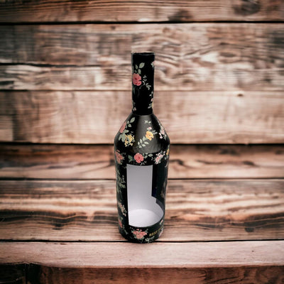 Cutie în formă de sticlă model floral - negru - CraftUp
