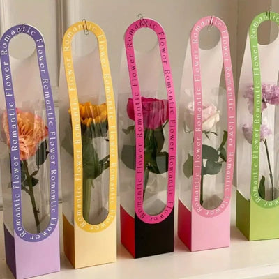 Cutie înalta pentru flori cu fereastră și mâner lung - mov (set 2 buc) - CraftUp