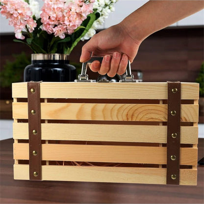 Cutie lemn tip cufăr pentru 2 sticle de vin - CraftUp