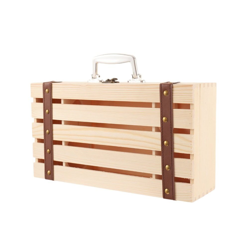 Cutie lemn tip cufăr pentru 2 sticle de vin - CraftUp