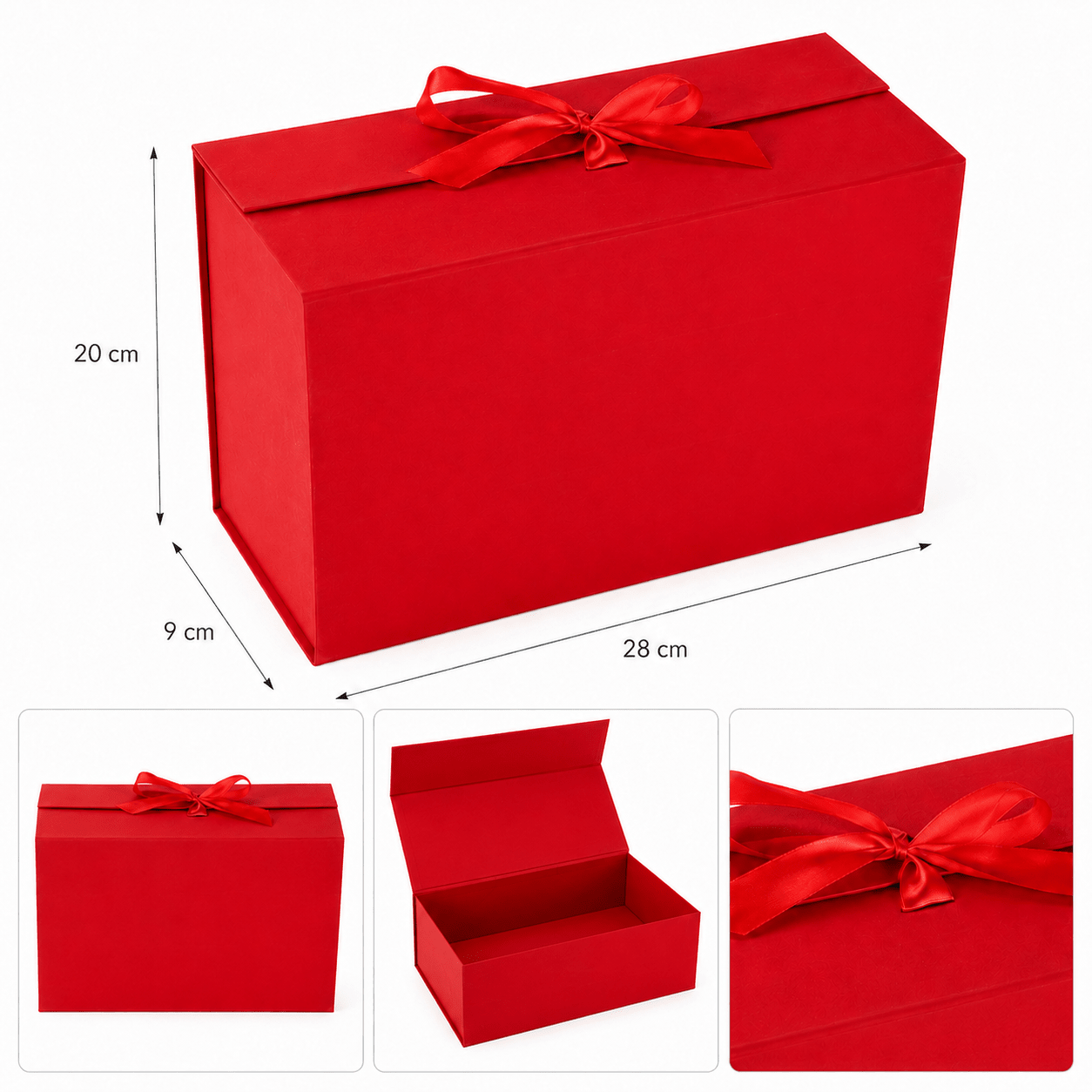 Cutie magnetică cu fundă la închidere - roșu - CraftUp