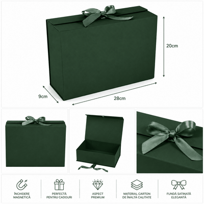 Cutie magnetică cu fundă la închidere - verde - CraftUp