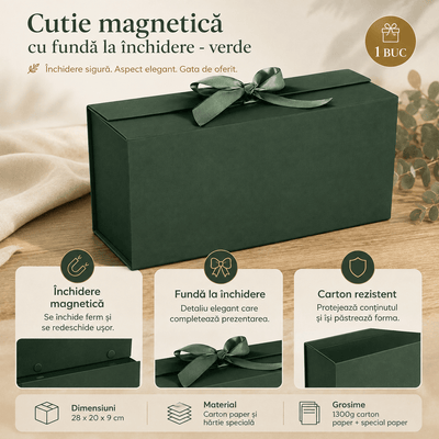 Cutie magnetică cu fundă la închidere - verde - CraftUp