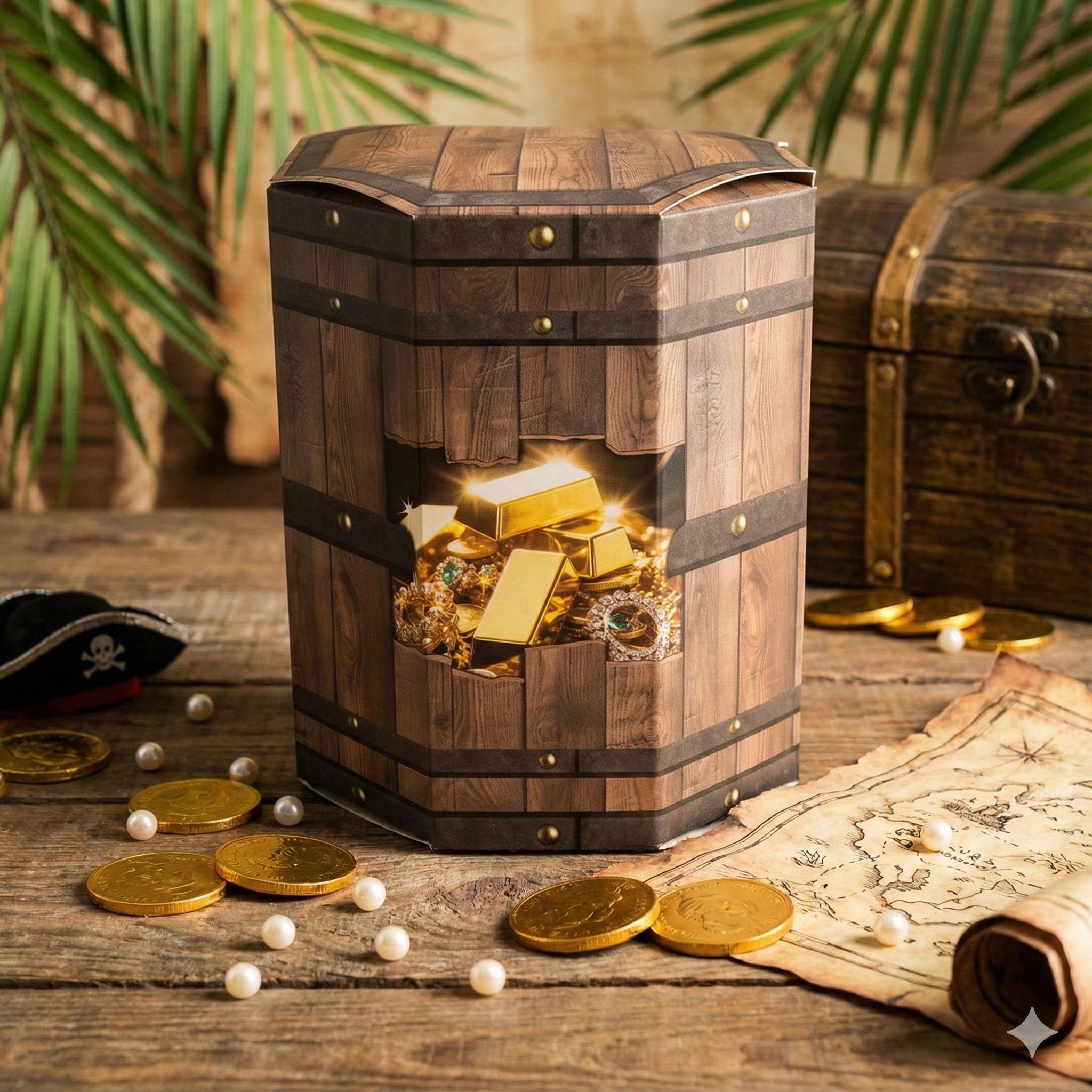 Cutie mărturii în formă de butoi pirați (set 50 buc) - CraftUp