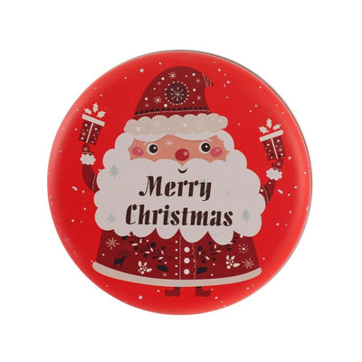 Cutie metalică rotundă roșie cu model Moș Crăciun - CraftUp