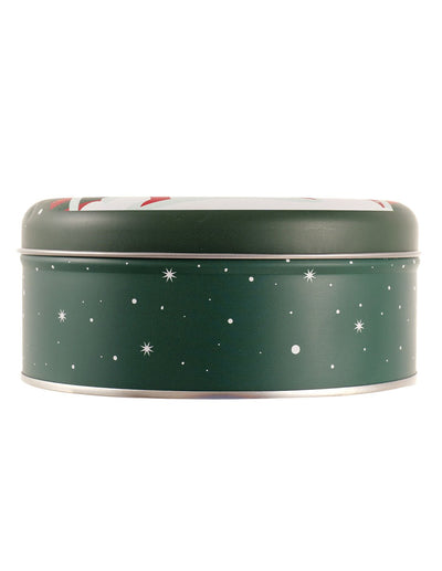 Cutie metalică rotundă verde cu model Moș Crăciun - CraftUp