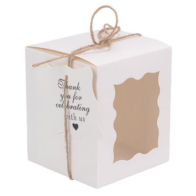 Cutie mică cu fereastră ondulată și sfoară – alb (set 50 buc) – 10×8.5×8.5cm - CraftUp
