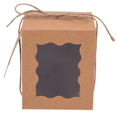 Cutie mică cu fereastră ondulată și sfoară – kraft (set 50 buc) – 10×8.5×8.5cm - CraftUp